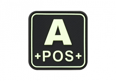 JTG Bloodtype Square Rubber Patch A Pos - Glow