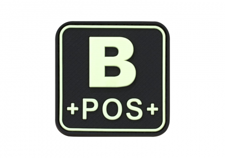 JTG Bloodtype Square Rubber Patch B Pos - Glow