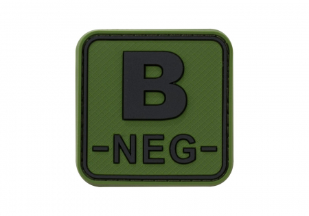 JTG Bloodtype Square Rubber Patch B Neg - Forest