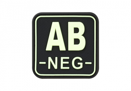 JTG Bloodtype Square Rubber Patch AB Neg - Glow