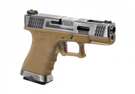 WE G-Force 19 SV Silver Barrel Metal Version GBB Airsoft Pistole Gas 6 mm BB – Desert –