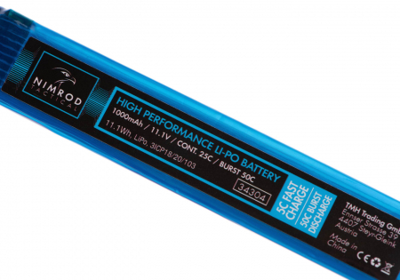 11,1V 1000 mAh Li-Po 25C Split Type T-Plug (21,4 x 1,7 x 1,8 cm)