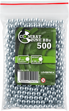 Combat Zone Quality Alu BBs – 6 mm, 0,30 g, silber, 500 St., Zip-Beutel