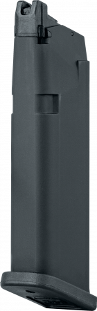 GLOCK Magazin für GLOCK 17/45 Gen5, Magazin optisch besonders nah am Original, Schwarzer Magazinkörper mit angedeuteten Ladestandsfenstern