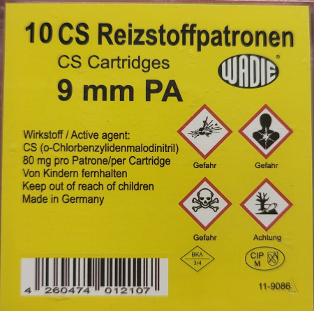 Wadie CS-Gas Patronen 9mm P.A.K.  Pistole
