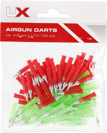UX Airgun Darts 4,5 mm (.177) – Federbolzen, 100 Stück, rot/grün gemischt