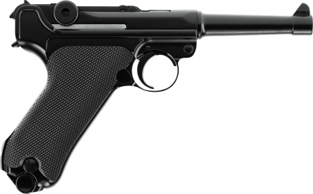 P08 CO₂-Luftpistole 4,5 mm BB – Vollmetall, Blowback, brüniert