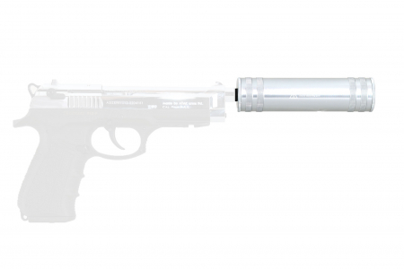 Schalldämpfer für Schreckschusswaffen – Silber – Ansicht 2
