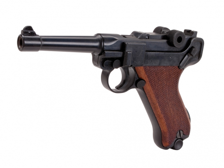 ME P08 Schreckschusspistole 9 mm P.A.K. – Schwarz, Holzgriff