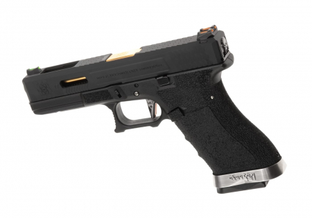 WE G-Force 17 BK Gold Barrel Metal Version GBB Airsoft Pistole Gas 6 mm BB – Schwarz –