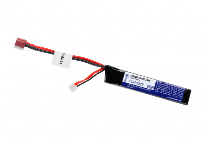 7,4V 1100 mAh Li-Po 20C Stock Tube Type T-Plug (10,5 x 1,8 x 1 cm)