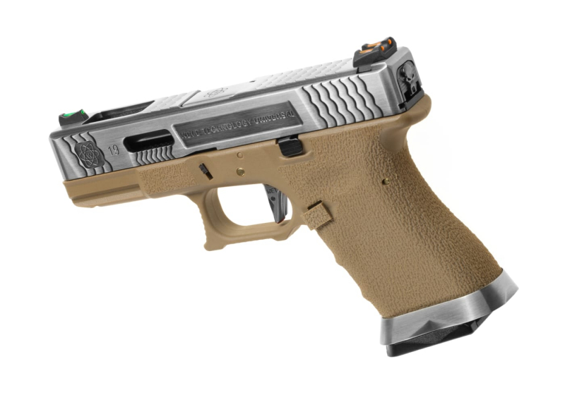 WE G-Force 19 SV Silver Barrel Metal Version GBB Airsoft Pistole Gas 6 mm BB – Desert –