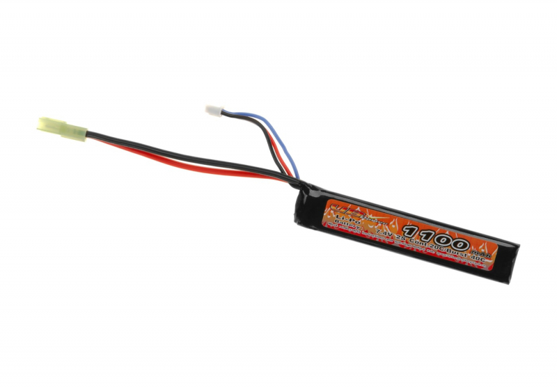 7,4V 1100 mAh Li-Po 20C Stock Tube Type (23,5 x 1,9 x 1 cm) – Ansicht 3