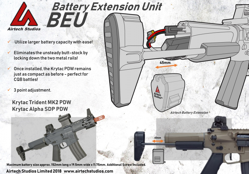 Airtech Studios BEU Battery Extension Unit Krytac Trident – Schwarz