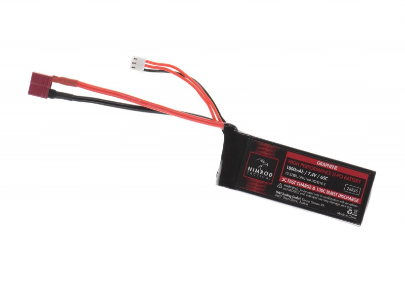 7,4V 1800 mAh Li-Po 65C Graphene Mini Type T-Plug (9 x 3,2 x 1,6 cm)