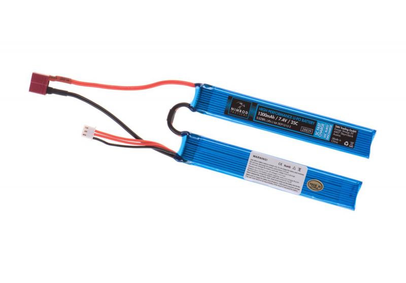 7,4V 1300 mAh Li-Po 25C Twin Type T-Plug (23,5 x 2 x 1,1 cm)
