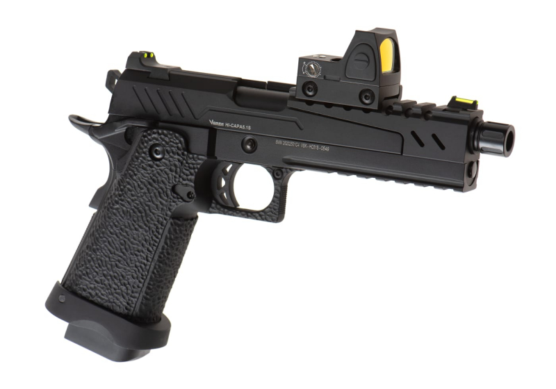 Vorsk Hi-Capa 5.1 Split Slide + BDS GBB Airsoft Pistole Gas 6 mm BB – Schwarz