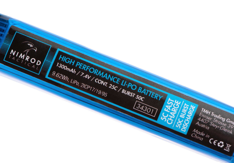 7,4V 1300 mAh Li-Po 25C Stock Tube Type (22 x 1,7 x 1,5 cm)