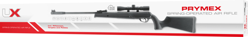 UX Prymex Set Luftgewehr 4,5 mm Diabolo – Federdruck 7,5 J, inkl. ZF, Diabolos & Zielscheiben