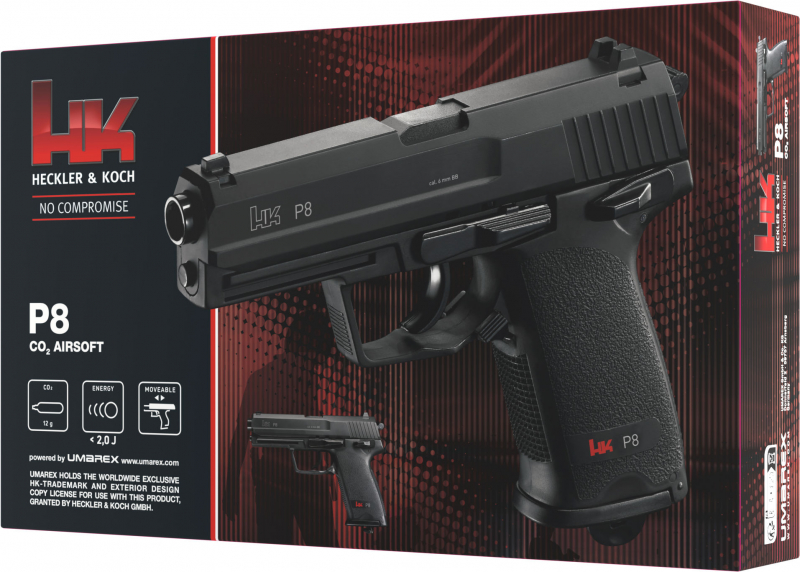 Heckler & Koch P8 Airsoft CO₂ 6 mm BB – Bundeswehr-Replika – Schwarz –
