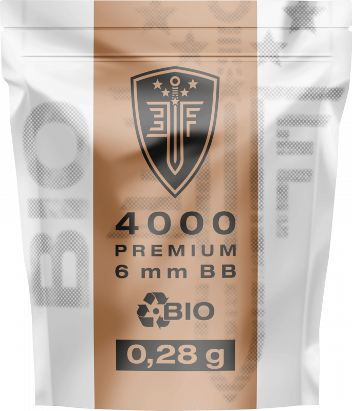 Elite Force Premium Bio BBs – 6 mm, 0,28 g, weiß, 4.000 St., Zip-Beutel