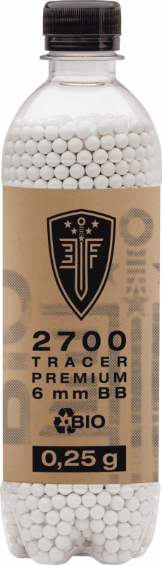 Elite Force Premium Bio BBs Tracer – 6 mm, 0,25 g, weiß / fluoreszierend, 2.700 St., Flasche