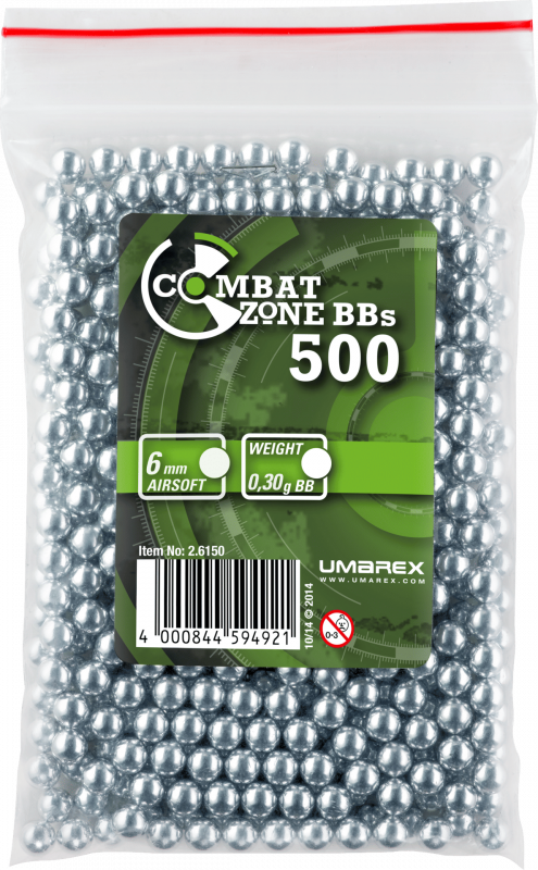 Combat Zone Quality Alu BBs – 6 mm, 0,30 g, silber, 500 St., Zip-Beutel