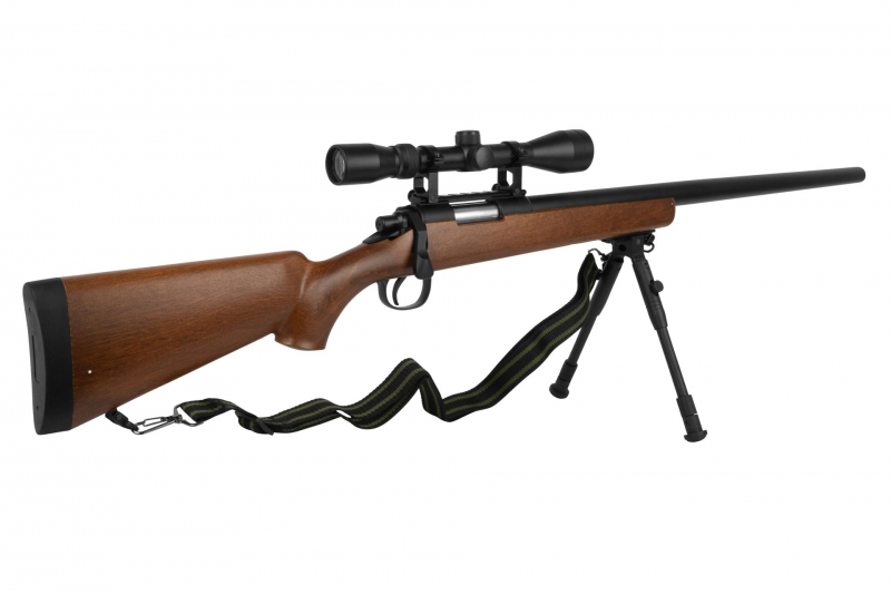 GSG MB03 Sniper Set Airsoft Federdruck – Holzoptik, 6 mm BB