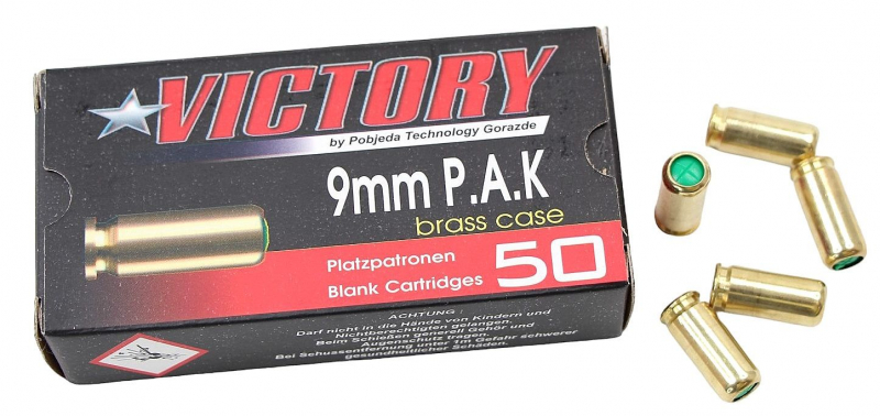 Victory Platzpatronen 9 mm P.A.K. Messinghülse