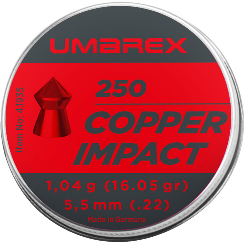 Umarex Copper Impact Diabolos 5,5 mm (.22) – Spitzkopf, verkupfert, 1,04 g, 250 Stück