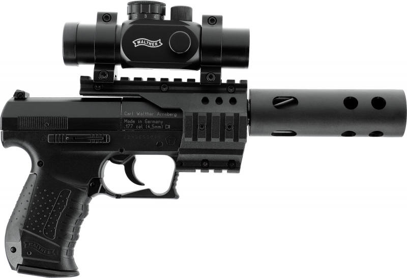 NightHawk CO₂-Luftpistole 4,5 mm Diabolo – Kompensator, RDS1, Brückenmontage