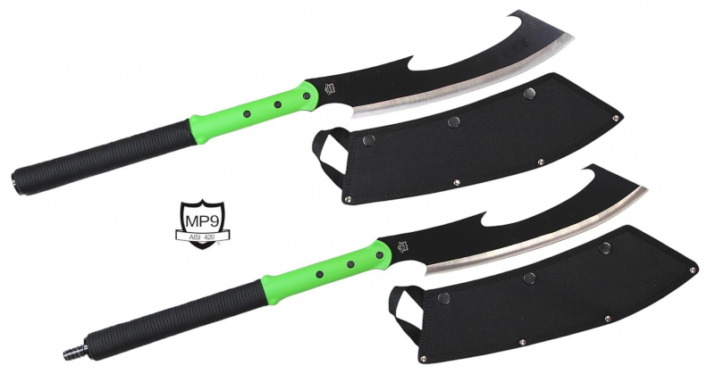 MP9 Zombie Double Blade – Doppel-Machete aus 420er Edelstahl, inkl. Nylonscheiden
