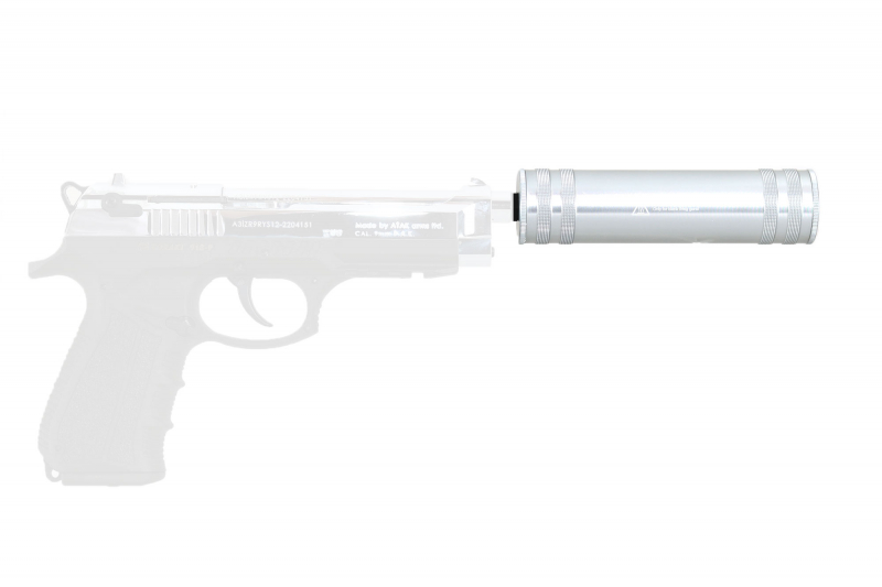 Schalldämpfer für Schreckschusswaffen – Silber – Ansicht 2