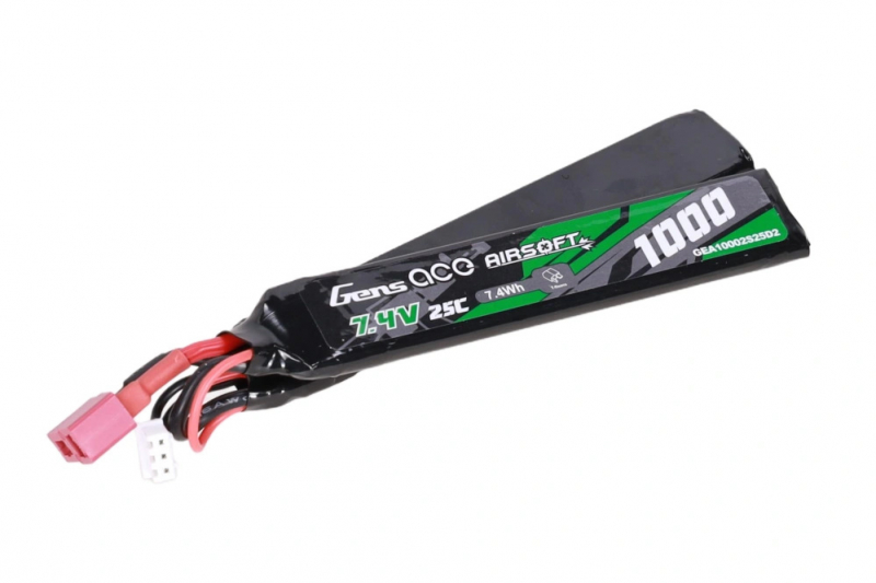 Gens Ace 7,4V 1000 mAh Li-Po 25C Nunchuck-Type kurzes Kabel T-Stecker (Deans)