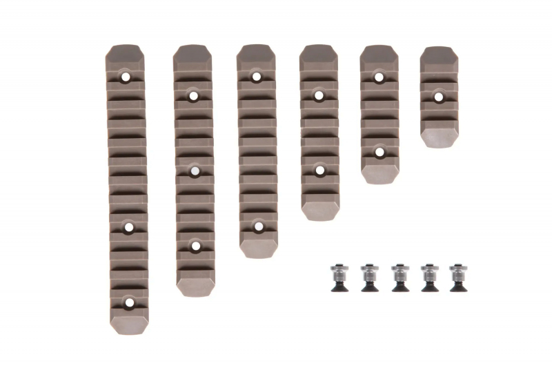 JJ Airsoft Set 6 polymer RIS-Schienes für KeyMod Tan – Ansicht 2
