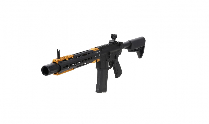 King Arms x Strike Industries Sentinel GRIDLOK® 11" Aster SE ETU and Gold – Schwarz/Gold 0,5 J AEG 6 mm BB