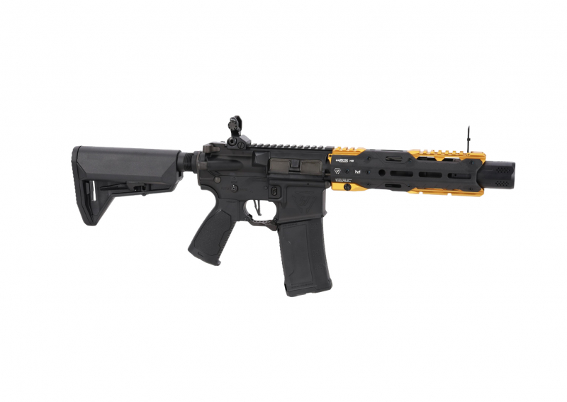 King Arms x Strike Industries Sentinel GRIDLOK® 8.5" Aster SE ETU and Gold – Schwarz/Gold 0,5 J AEG 6 mm BB