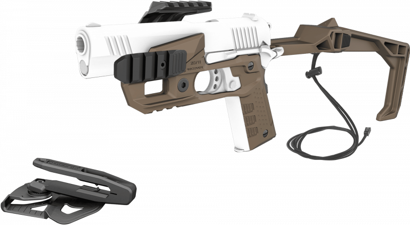 Recover 20/11 Stabilizer Komplettkit 1911, inkl. Holster - für alle 1911-Modelle Fullsize, einreihig und ohne Schiene, Desert Tan