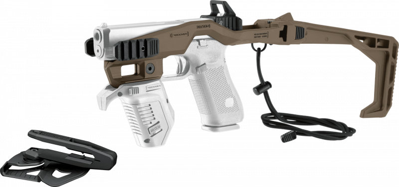 Recover 20/20N Stabilizer Basiskit Level 2 für GLOCK, inkl. Holster - Double Stack 9 mm / .357 SIG / .40 S&W, Desert Tan, Kompatibilität B