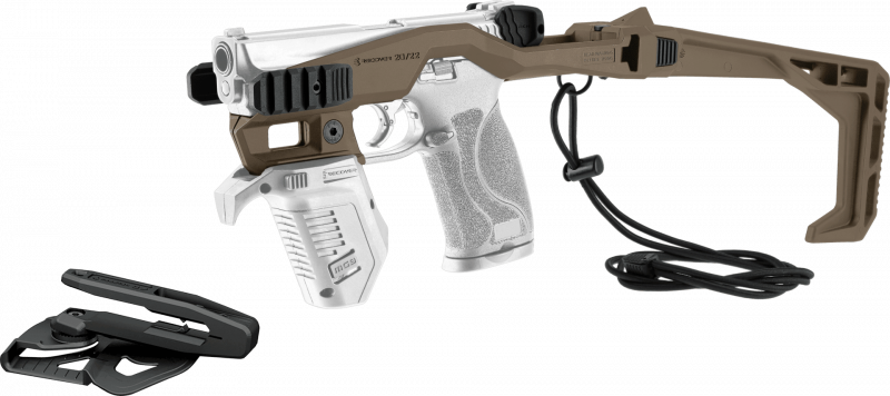 Recover 20/22 Stabilizer Basiskit Level 2 für Smith & Wesson, inkl. Holster - für alle M&P Fullsize mit langem Beavertail und ohne Sicherung, Desert Tan