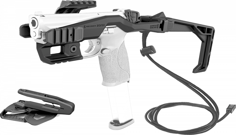 Recover 20/22 Stabilizer Komplettkit für Smith & Wesson, inkl. Holster - für alle M&P Fullsize mit langem Beavertail und ohne Sicherung, schwarz