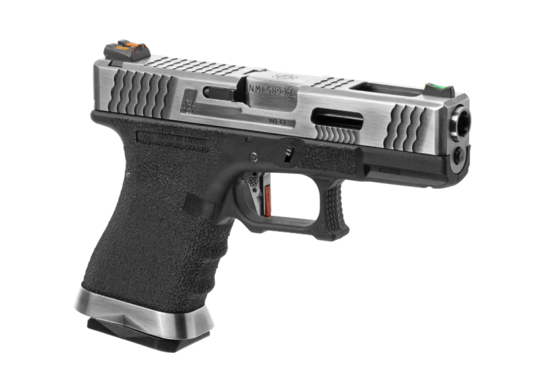 WE G-Force 19 SV Silber Barrel Metal Version GBB Airsoft Pistole Gas 6 mm BB – Schwarz