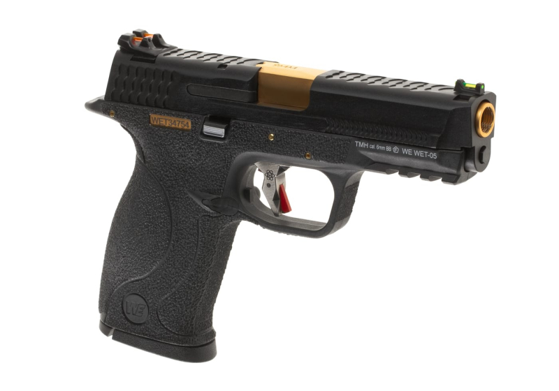 WE WET-05 BK Gold Barrel Metal Version GBB Airsoft Pistole Gas 6 mm BB – Schwarz