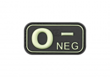 JTG Bloodtype Rubber Patch 0 Neg - Glow