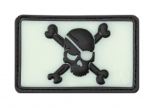 JTG Pirate Skull Rubber Patch - Glow Back