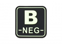 JTG Bloodtype Square Rubber Patch B Neg - Glow