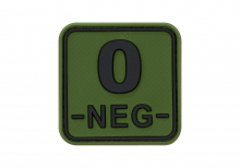JTG Bloodtype Square Rubber Patch 0 Neg - Forest