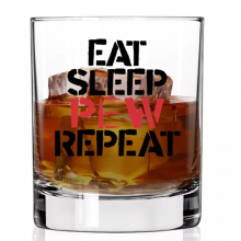 Lucky Shot USA EAT SLEEP PEW REPEAT Whiskey glass
